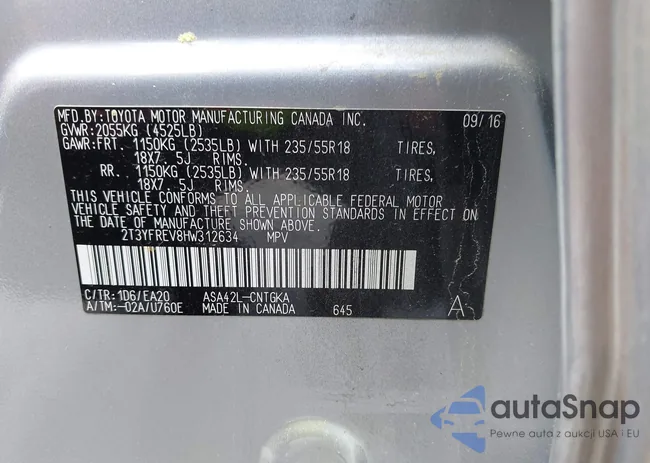 2T3YFREV8HW312634: 41641342