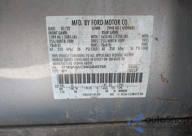 1FM5K8AC9NGB45765: 41642777