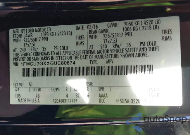 1FMCU0GXXGUC80674: 41645875