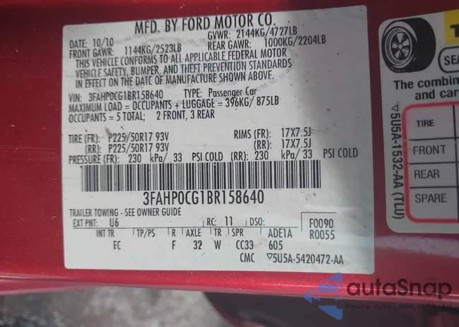 3FAHP0CG1BR158640: 41645281