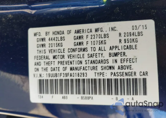 19UUB1F39FA018293: 41645461