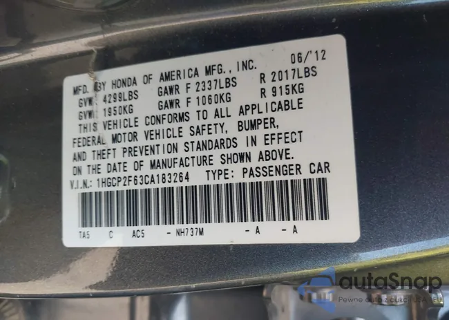 1HGCP2F63CA183264: 41646992