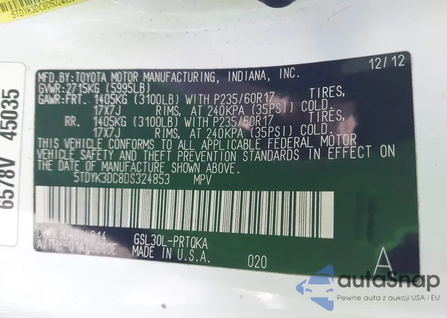 5TDYK3DC8DS324853: 41647704