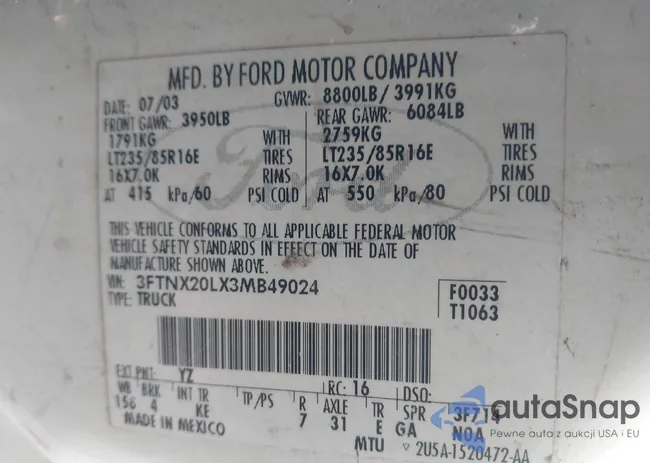 3FTNX20LX3MB49024: 41647423