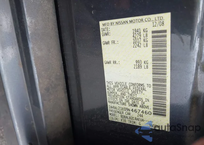 1N4AL21E09N467460: 41648867