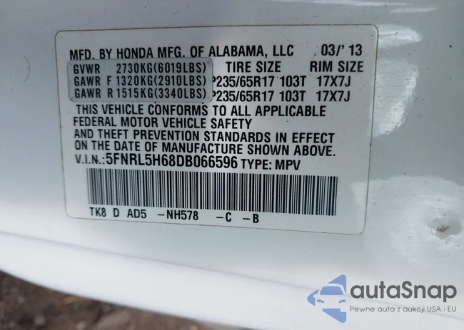 5FNRL5H68DB066596: 41648245