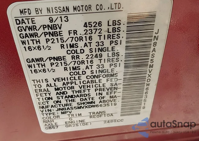 JN8AS5MVXDW663519: 41648489