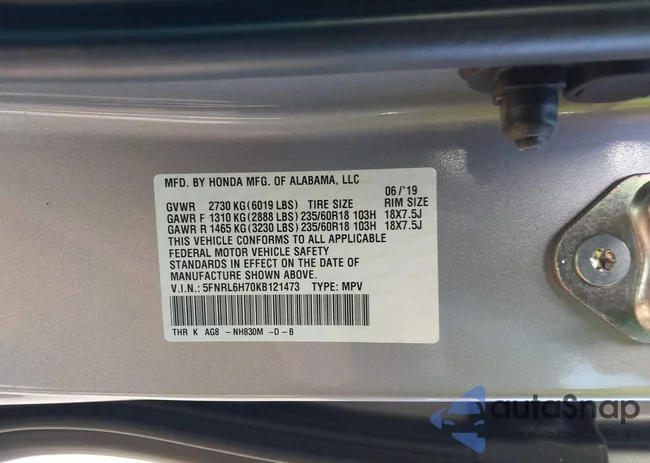 5FNRL6H70KB121473: 41650693