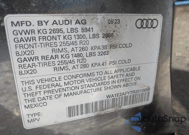 WA1E2AFY7R2010698: 41650848