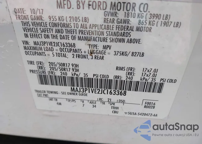 MAJ3P1VE2JC163368: 41652878