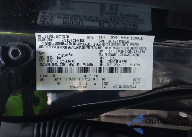 1FADP3K2XEL274279: 41654958