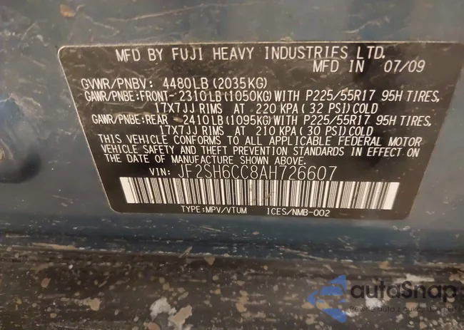 JF2SH6CC8AH726607: 41655039