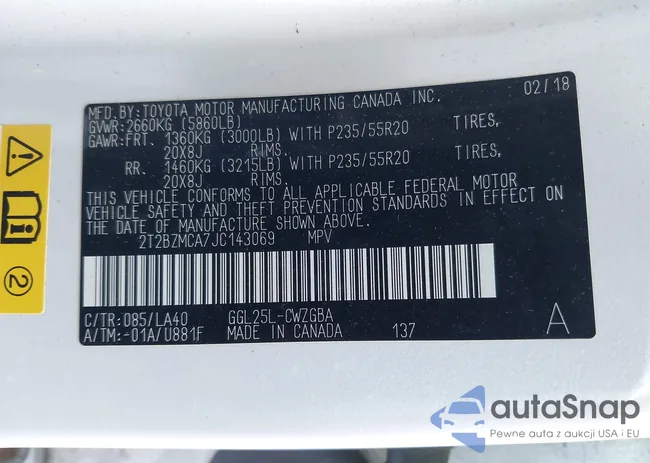 2T2BZMCA7JC143069: 41654380