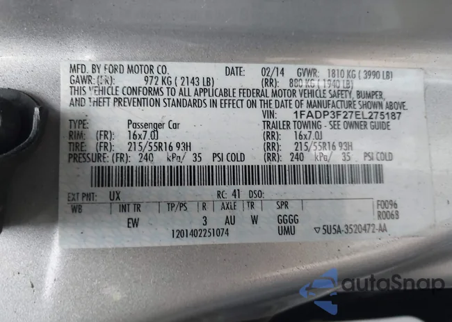 1FADP3F27EL275187: 41656548