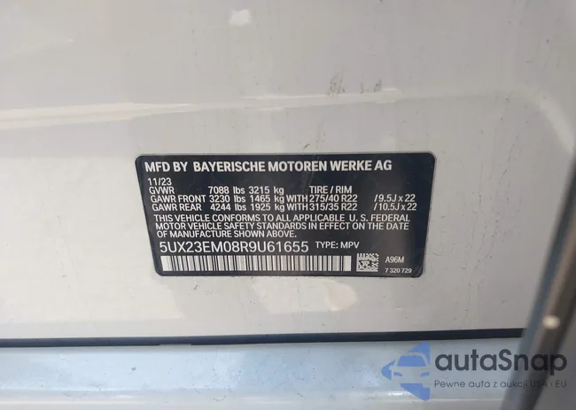 5UX23EM08R9U61655: 41657934