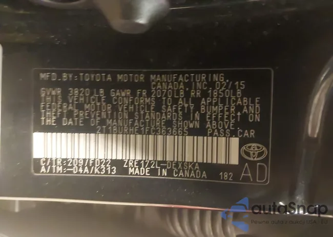 2T1BURHE1FC363665: 41659016