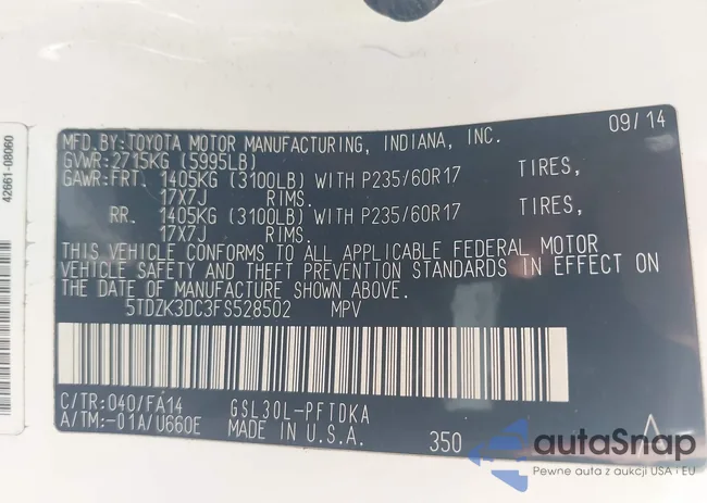 5TDZK3DC3FS528502: 41660026