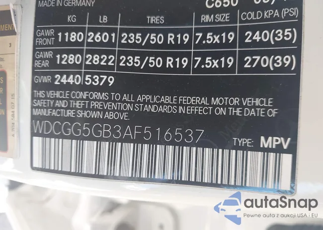 WDCGG5GB3AF516537: 41660149