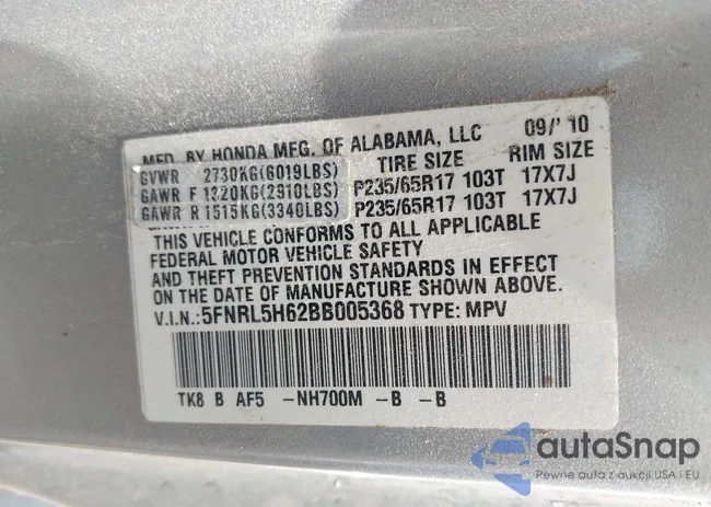 5FNRL5H62BB005368: 41659483