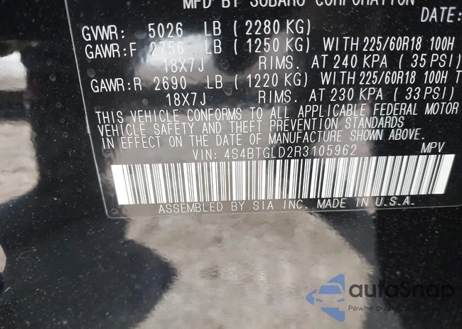 4S4BTGLD2R3105962: 41660380