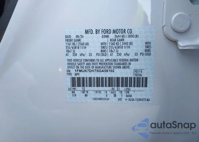 1FMUK7DH7SGA58102: 41662754