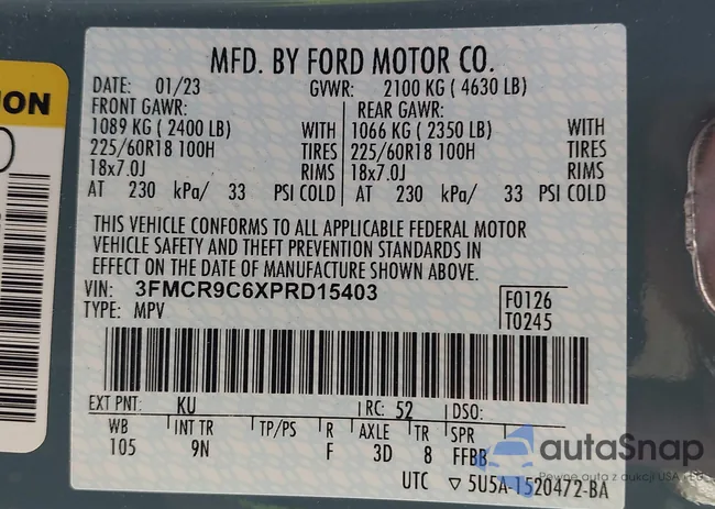 3FMCR9C6XPRD15403: 41664008