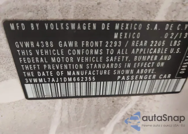 3VWML7AJ1DM662355: 41664939