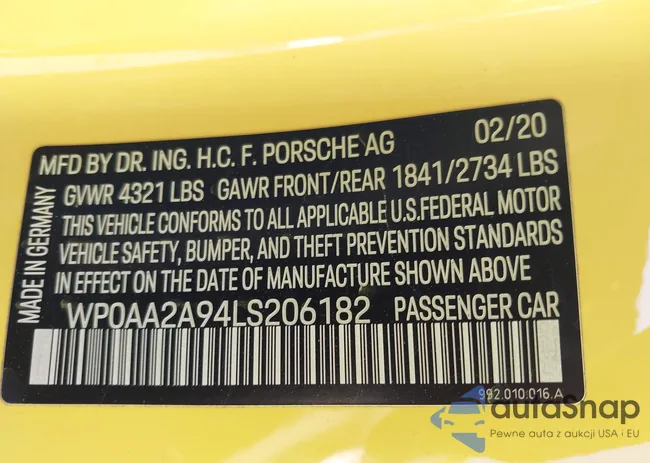 WP0AA2A94LS206182: 41664995