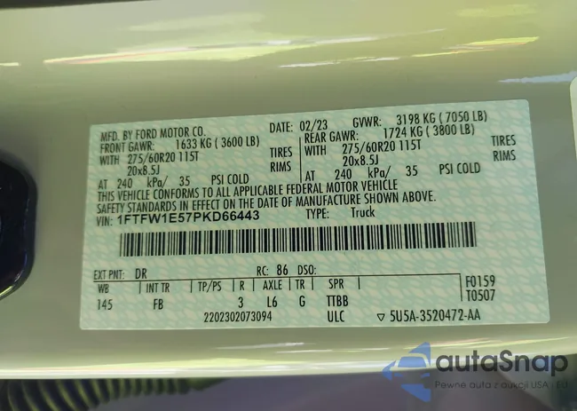 1FTFW1E57PKD66443: 41665501