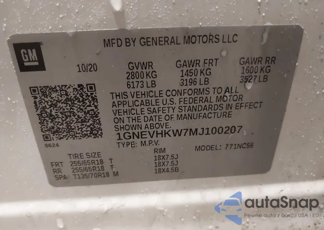 1GNEVHKW7MJ100207: 41667092