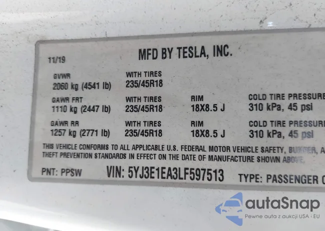 5YJ3E1EA3LF597513: 41667759