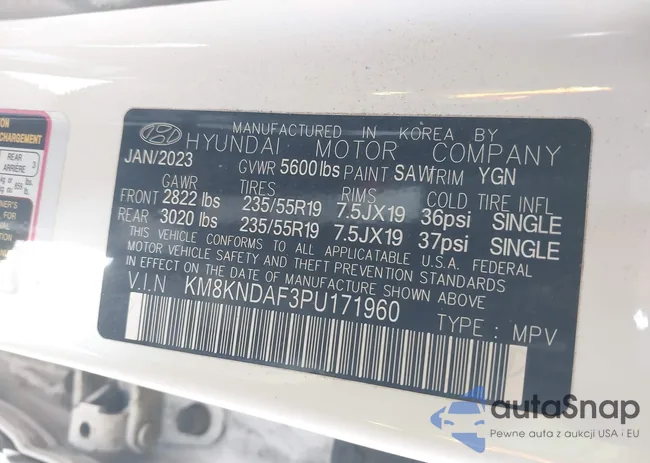 KM8KNDAF3PU171960: 41671009