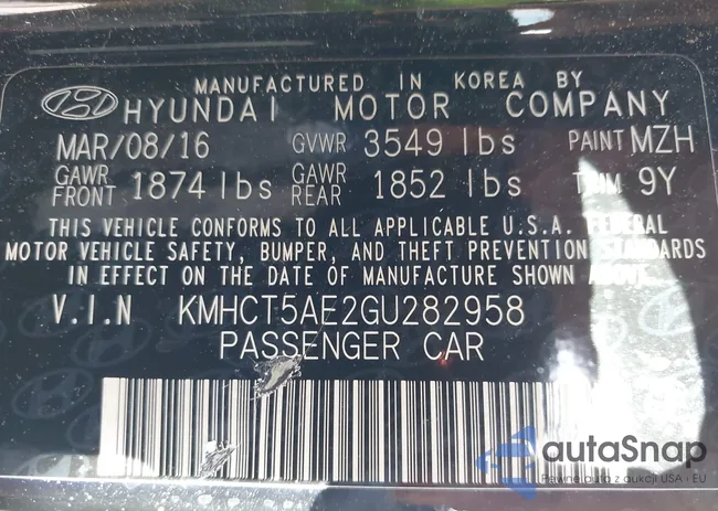 KMHCT5AE2GU282958: 41671297