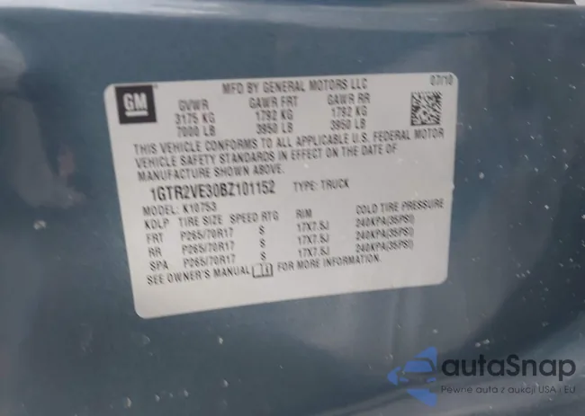 1GTR2VE30BZ101152: 41672977