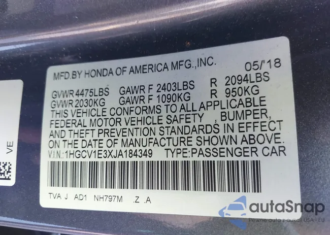 1HGCV1E3XJA184349: 41674395