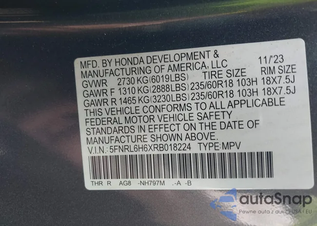 5FNRL6H6XRB018224: 41675938