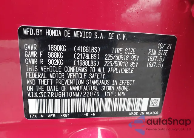 3CZRU6H10NM722076: 41675997