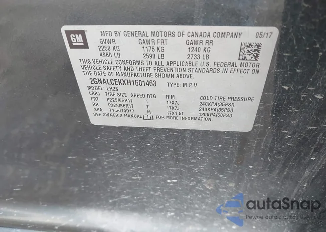 2GNALCEKXH1601463: 41677213