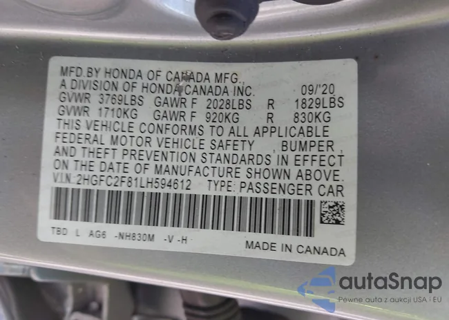 2HGFC2F81LH594612: 41687914