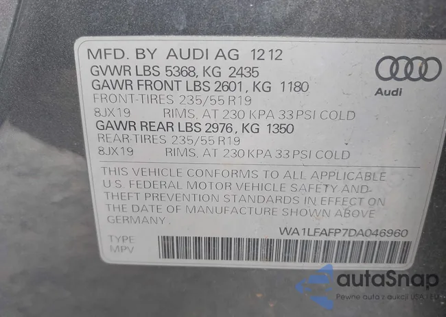 WA1LFAFP7DA046960: 41689911