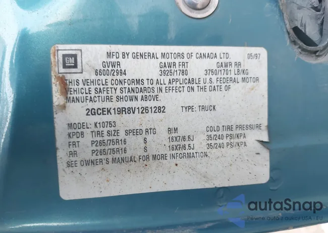 2GCEK19R8V1261282: 41691022