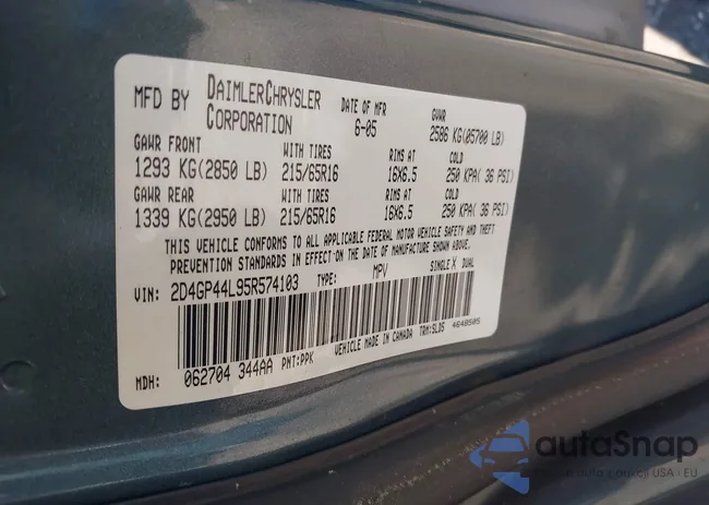 2D4GP44L95R574103: 41690244