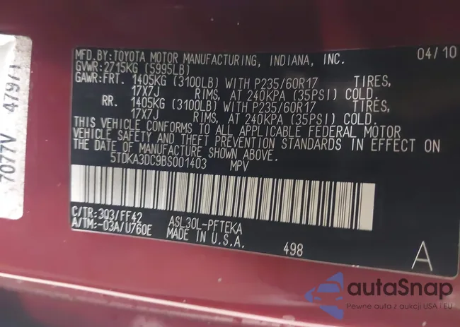 5TDKA3DC9BS001403: 41690483