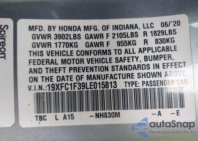 19XFC1F39LE015813: 41691835