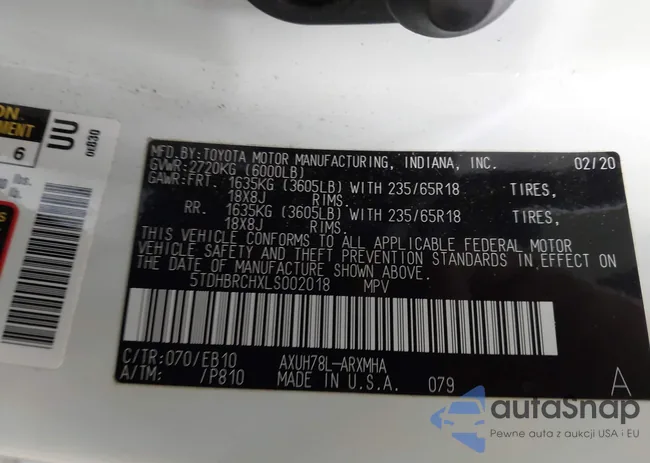 5TDHBRCHXLS002018: 41692653