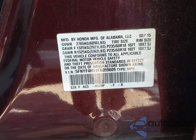 5FNYF4H51FB059609: 41692411