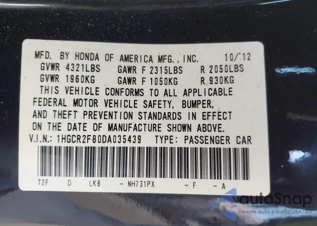 1HGCR2F80DA035439: 41694899