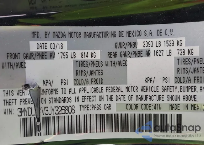 3MYDLBYV3JY326808: 41695137