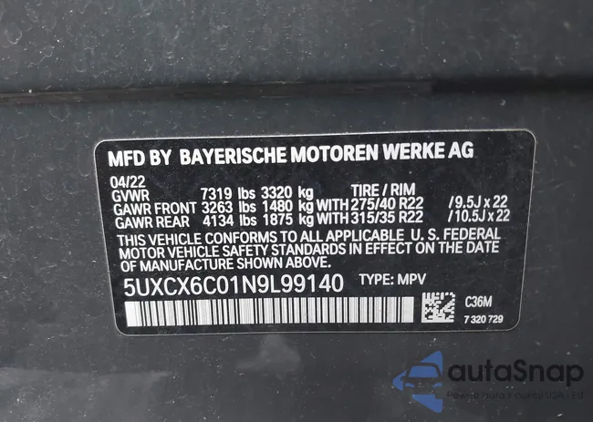 5UXCX6C01N9L99140: 41697545