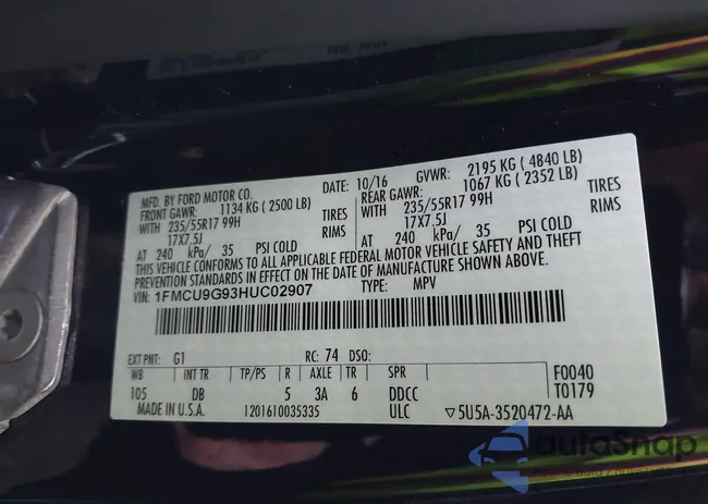 1FMCU9G93HUC02907: 41698578